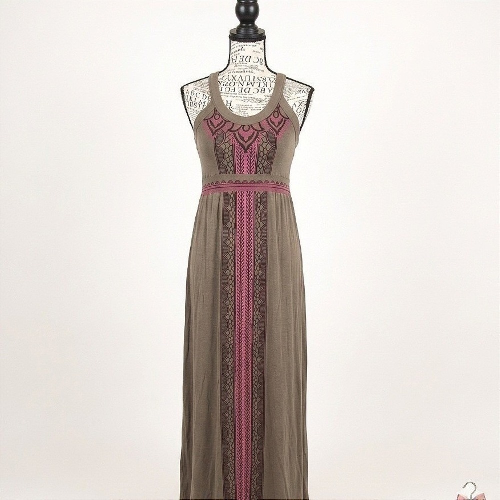 Athleta Maxi Dress Earthbound Boho Racerback Indie‎ Folk Granola Hippie LP